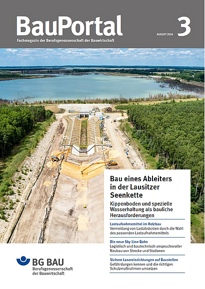 	Titelbild BauPortal Ausgabe 3-2024: Bau eines Ableiters in der Lausitzer Seenkette – Kippenboden und spezielle Wasserhaltung als bauliche Herausforderungen
