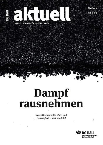 Titelblatt der Zeitschrift BG BAU aktuell Ausgabe Tiefbau 1/2021