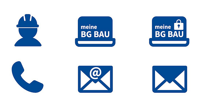 6 Icons die für 6 Möglichkeiten stehen, wie man eine Unbedenklichkeitsbescheinigung anfordern kann.