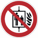 Sicherheitszeichen Verbotszeichen - Aufzug im Brandfall nicht benutzen P020