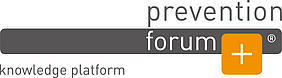 Logo der Wissensplattform vom Präventionsforum+ auf Englisch