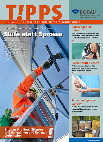 Titelbild der Zeitschrift T!PPS - Zeitung für Beschäftigte der Bauwirtschaft 1-2019