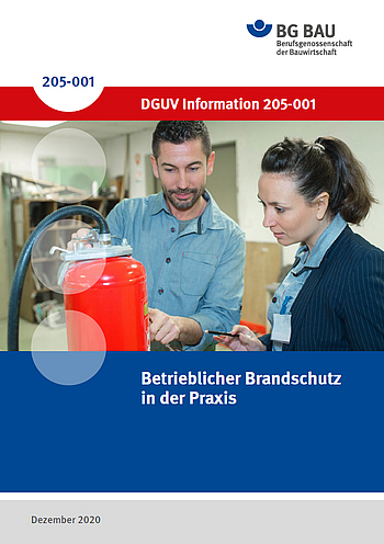Titelbild der DGUV Information 205-001: Betrieblicher Brandschutz in der Praxis