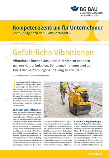 Kompetenzzentrum für Unternehmer - Fortbildung nach DGUV Vorschrift 2 "Gefährliche Vibrationen" Titelbild Kompetenzzentrum für Unternehmer - Fortbildung nach DGUV Vorschrift 2 "Gefährliche Vibrationen"