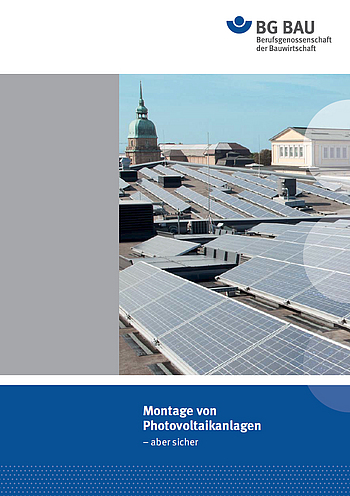 Titelbild Flyer Montage von Photovoltaikanlagen - aber sicher
