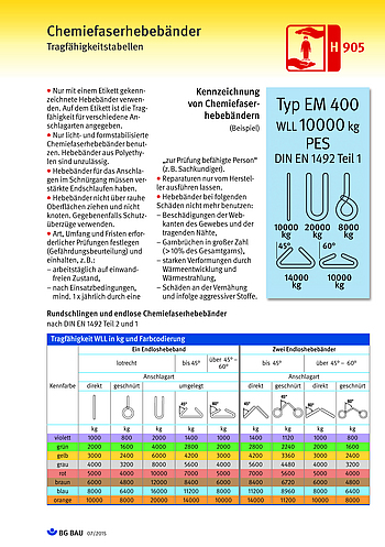 Baustein H 905 Chemiefaserhebebänder