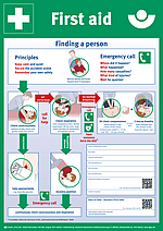 Titelbild der DGUV Information 204-005 First Aid Poster (A2, Formular)