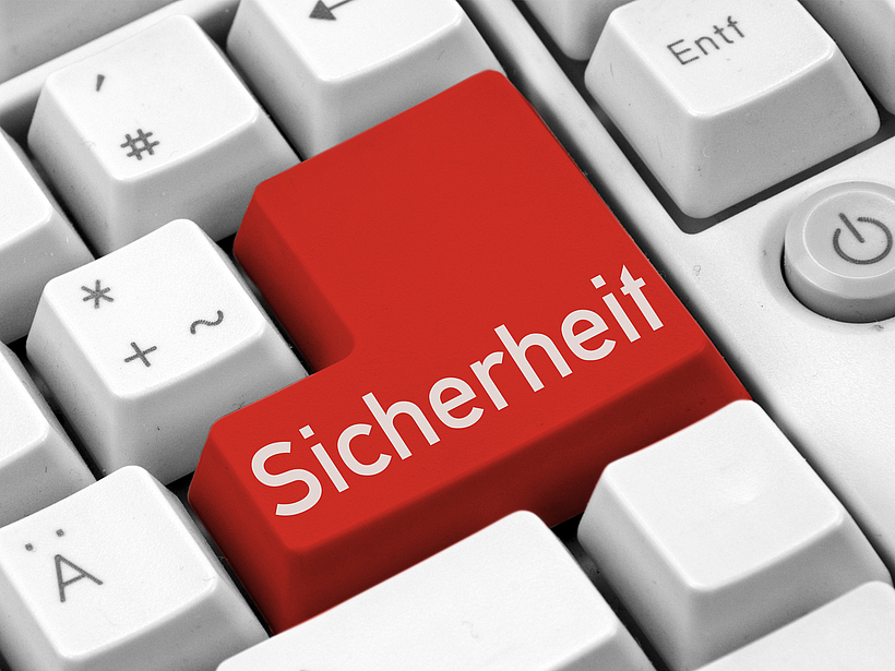 Eine Tastatur mit der Aufschrift Sicherheit.