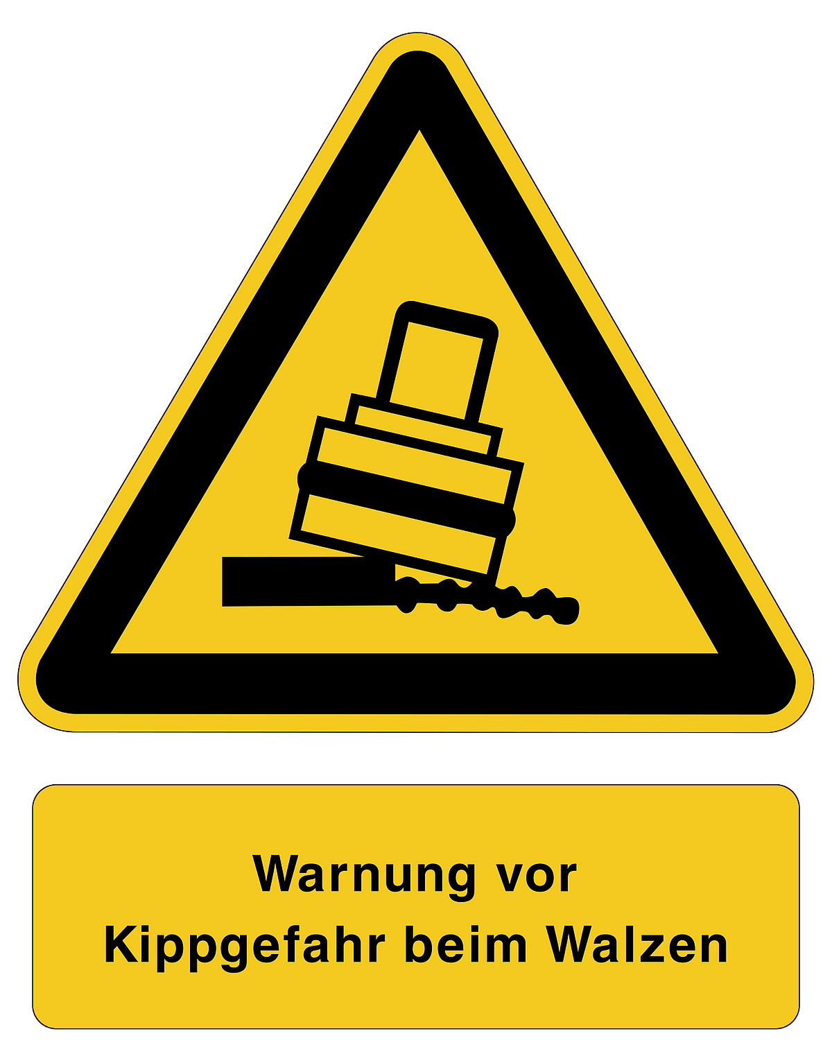 Warnung vor Kippgefahr beim Walzen BG BAU Berufsgenossenschaft der