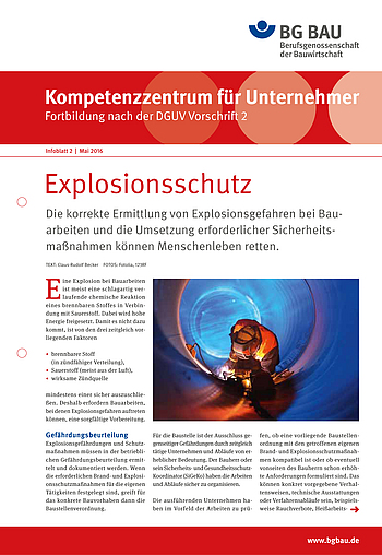 Kompetenzzentrum für Unternehmer - Fortbildung nach DGUV Vorschrift 2 "Explosionsschutz" Kompetenzzentrum für Unternehmer - Fortbildung nach DGUV Vorschrift 2 "Explosionsschutz"