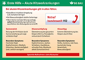 Erste-Hilfe-Rettungskarte Akute Hitzeerkrankungen