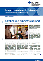Titelbild des Kompetenzzentrums für Unternehmer - Fortbildung nach DGUV Vorschrift 2 "Alkohol und Arbeitssicherheit"