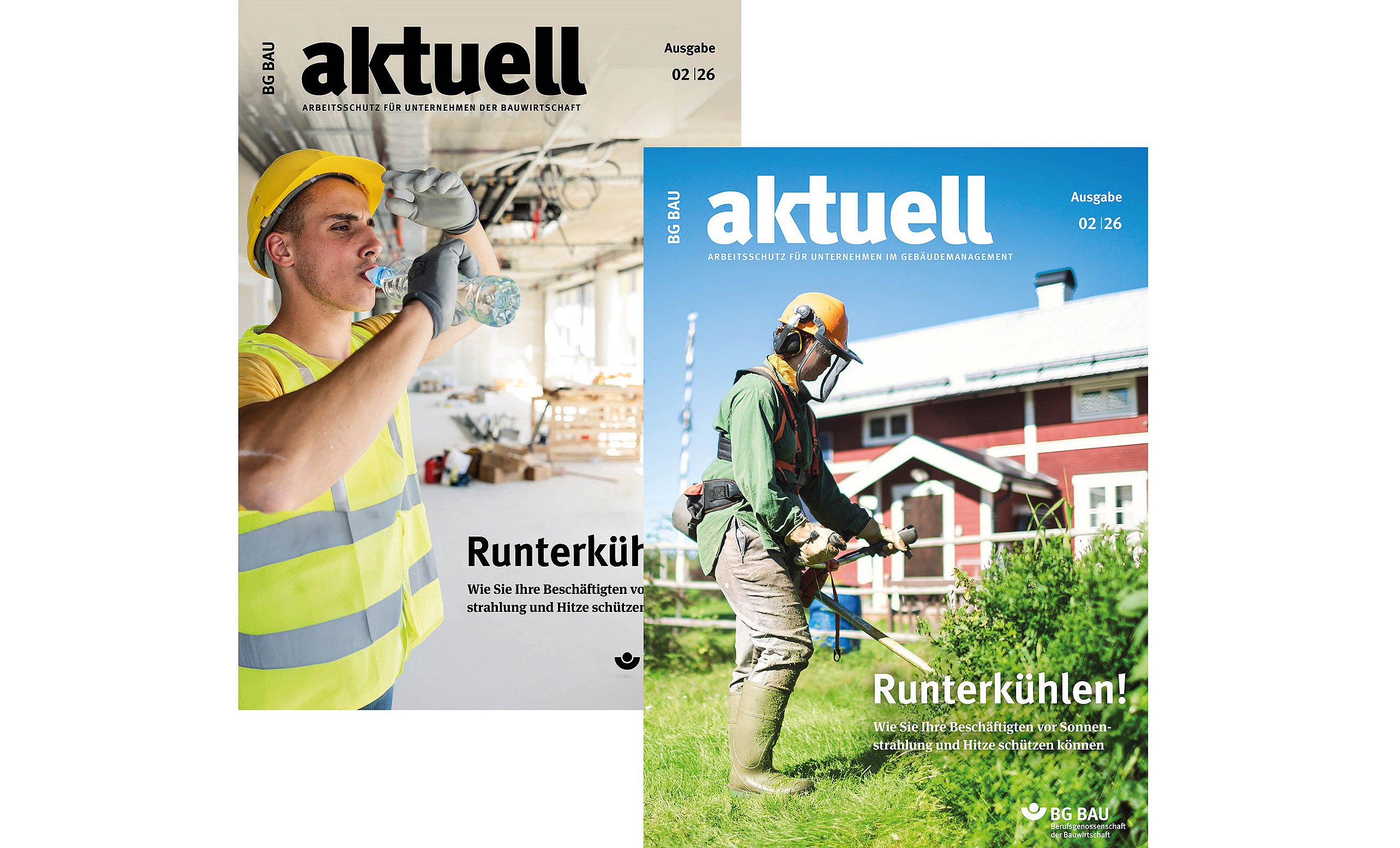 Collage der Titelbilder von BG BAU aktuell 2-2026.