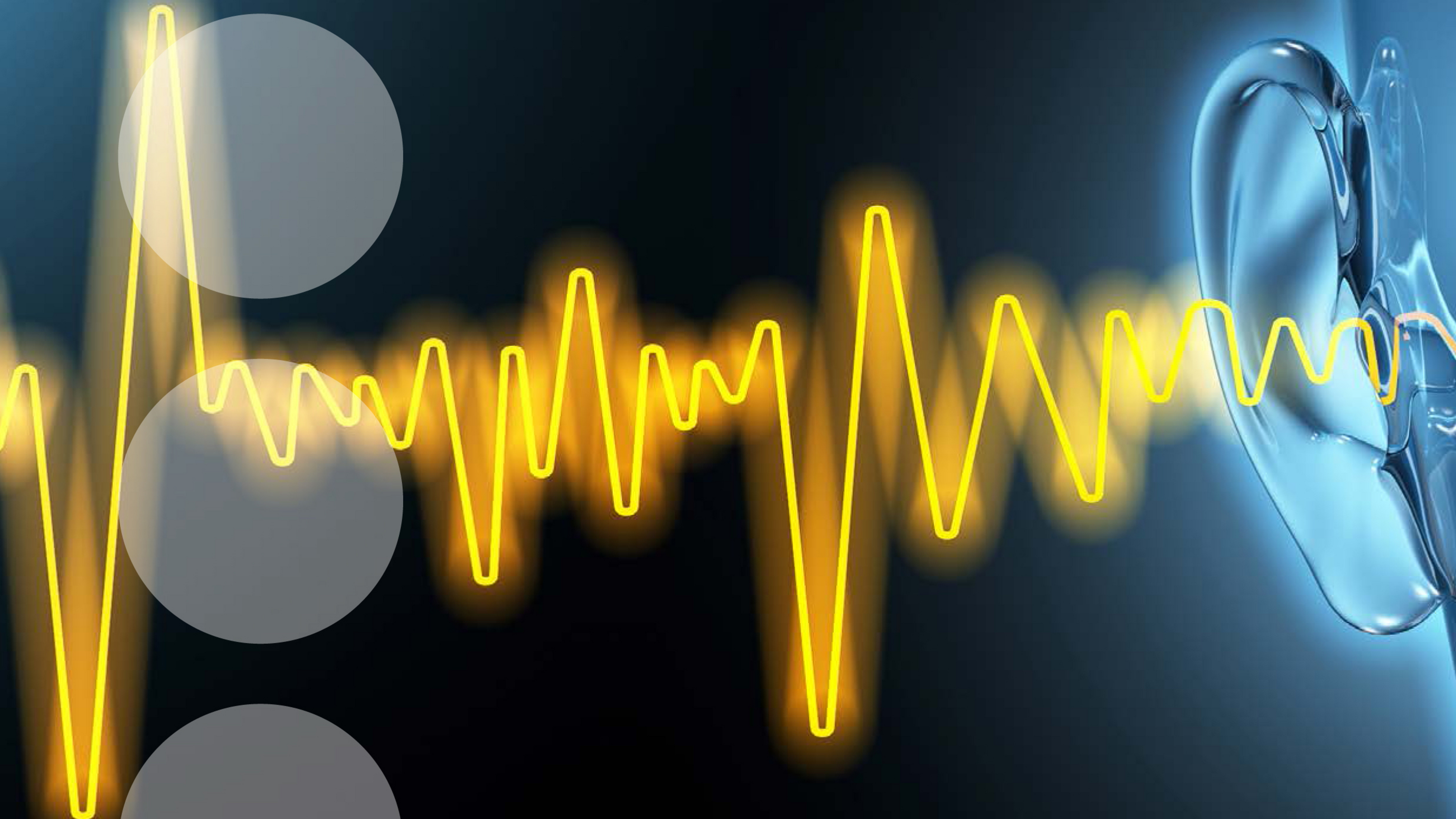 Ein Frequenzband, das L&auml;rmbelastung darstellt, trifft auf eine H&ouml;rmuschel.