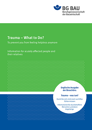 Titelbild der Broschüre "Trauma - was tun?" in englischer Sprache