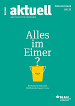 Titelblatt der Zeitschrift BG BAU aktuell Ausgabe Gebäudemanagement 1/2021