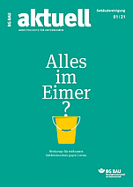 Titelblatt der Zeitschrift BG BAU aktuell Ausgabe Gebäudemanagement 1/2021