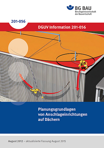 Titelbild DGUV Information 201-056 Planungsgrundlagen von Anschlageinrichtungen auf Dächern