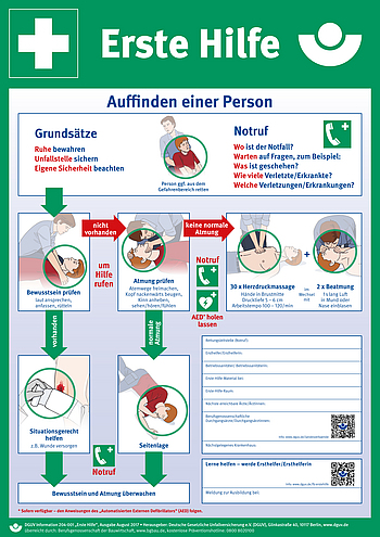 Titelbild der DGUV Information 204-001 Erste Hilfe Plakat (A2)