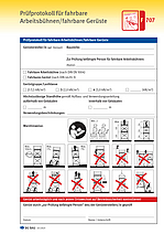 Titelbild des Baustein F 707 Prüfprotokoll für fahrbare Arbeitsbühnen/fahrbare Gerüste.
