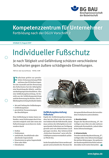 Kompetenzzentrum für Unternehmer - Fortbildung nach DGUV Vorschrift 2 "Individueller Fußschutz" Titelbild Kompetenzzentrum für Unternehmer - Fortbildung nach DGUV Vorschrift 2 "Individueller Fußschutz"