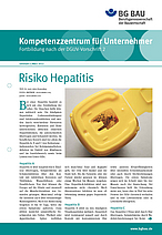 Titelbild des Infoblattes "Kompetenzzentrum für Unternehmer -Fortbildung nach der DGUV-Vorschrift 2: Hepatitis"