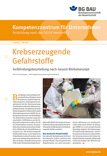 Titelbild Kompetenzzentrum für Unternehmer - Fortbildung nach DGUV Vorschrift 2 "Krebserzeugende Gefahrstoffe"