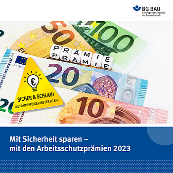 Vorschaubild für den Prämienkatalog 2023: Mehrere Geldscheine liegen auf einem Tisch.