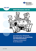 Titelbild DGUV Information 206-055 Kulturdialoge Prävention: Ein Instrument zur Entwicklung der Präventionskultur-Leitfaden und Materialien für die Moderation.