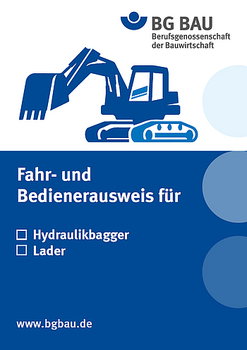 Titelbild des Fahr- und Bedienerausweises für Hydraulikbagger und Lader.