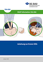 Titelbild DGUV Information 204-006 Anleitung zur Ersten Hilfe