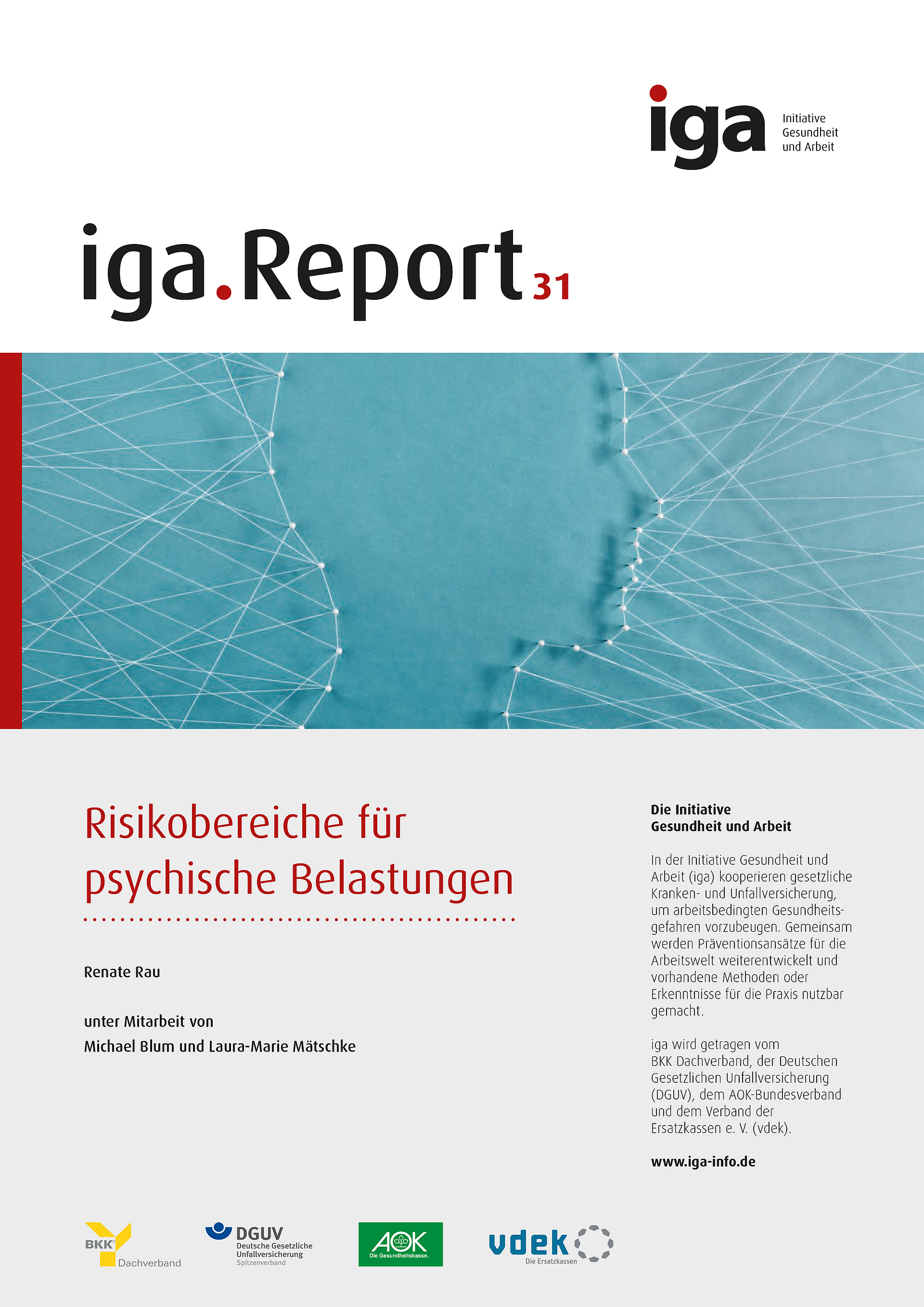 Titelbild der Broschüre: iga.Report 31 - Risikobereiche der psychischen Belastung.