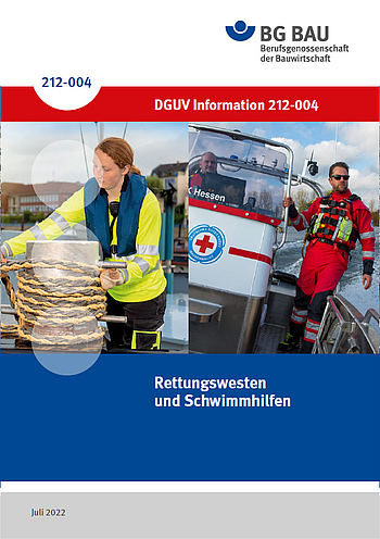 Titelbild für die DGUV Information: 212-004 Rettungswesten und Schwimmhilfen