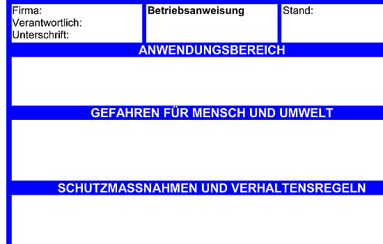 Betriebsanweisung für Arbeitsmittel (blanko)