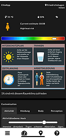 Screenshot der Handy-App ClimApp