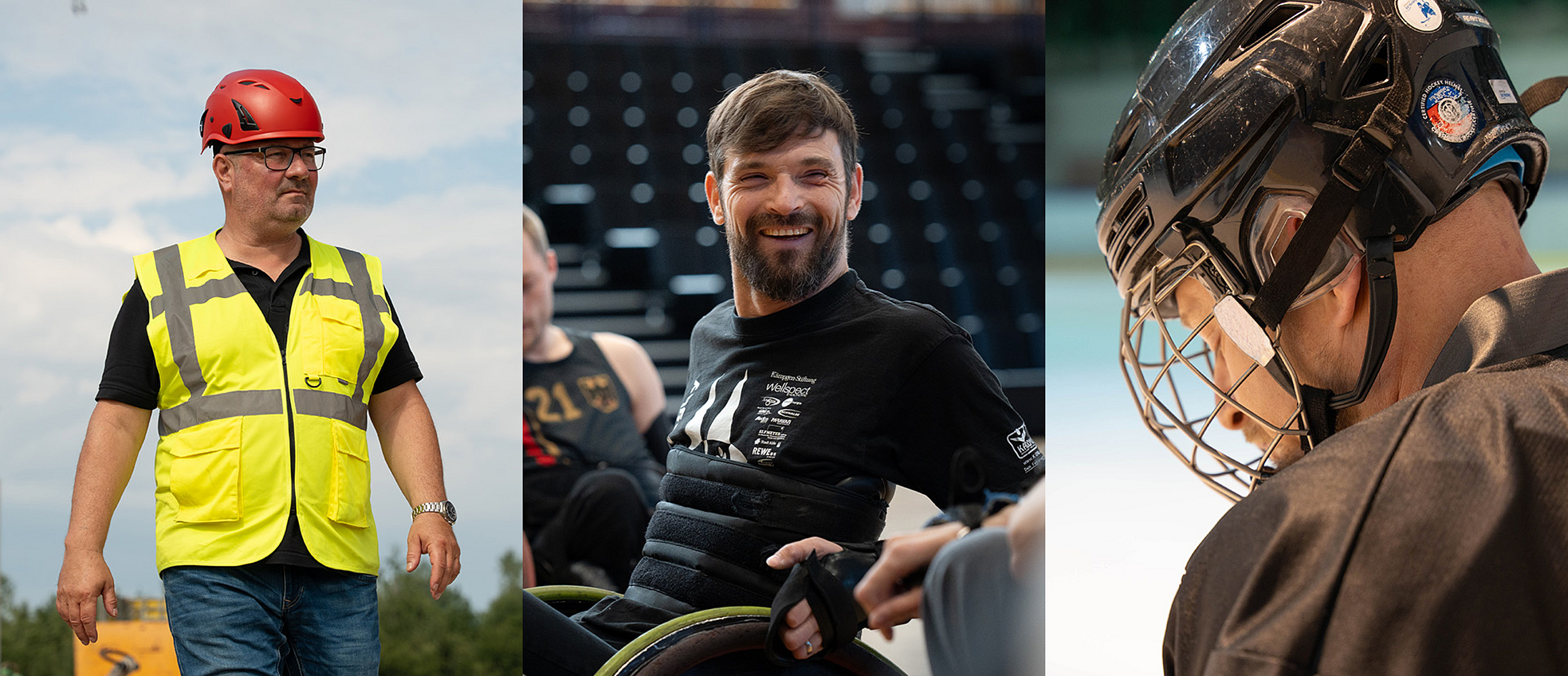 Drei Protagonisten der Kampagne "Ich und die BG BAU".