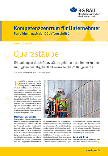 Kompetenzzentrum für Unternehmer - Fortbildung nach DGUV Vorschrift 2 "Quarzstäube" Kompetenzzentrum für Unternehmer - Fortbildung nach DGUV Vorschrift 2 "Quarzstäube"