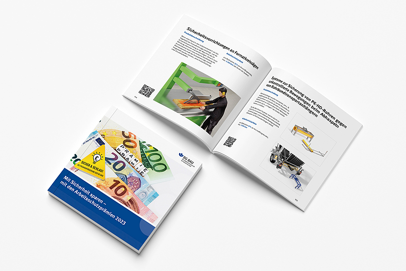 Der Katalog Arbeitsschutzprämien 2023 zeigt ein Bild und die Beschreibung einer Arbeitsschutzprämie.