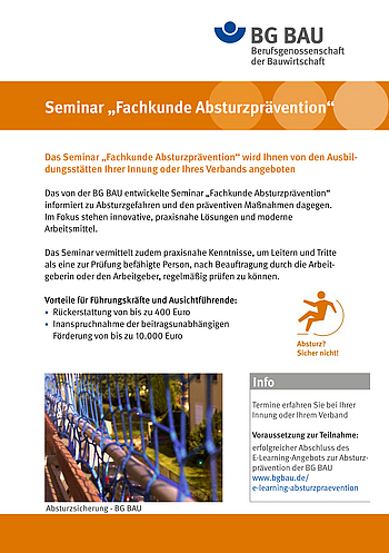 Flyer Seminar Absturzprävention zur Arbeitsschutzprämie