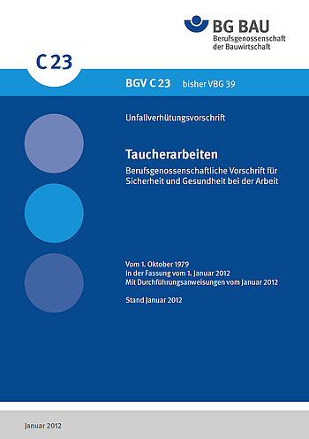 Titelbild der DGUV Vorschrift 40: Taucherarbeiten