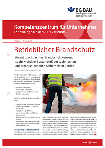 Kompetenzzentrum für Unternehmer - Fortbildung nach DGUV Vorschrift 2 "Betrieblicher Brandschutz" Titelbild Kompetenzzentrum für Unternehmer - Fortbildung nach DGUV Vorschrift 2 "Betrieblicher Brandschutz"