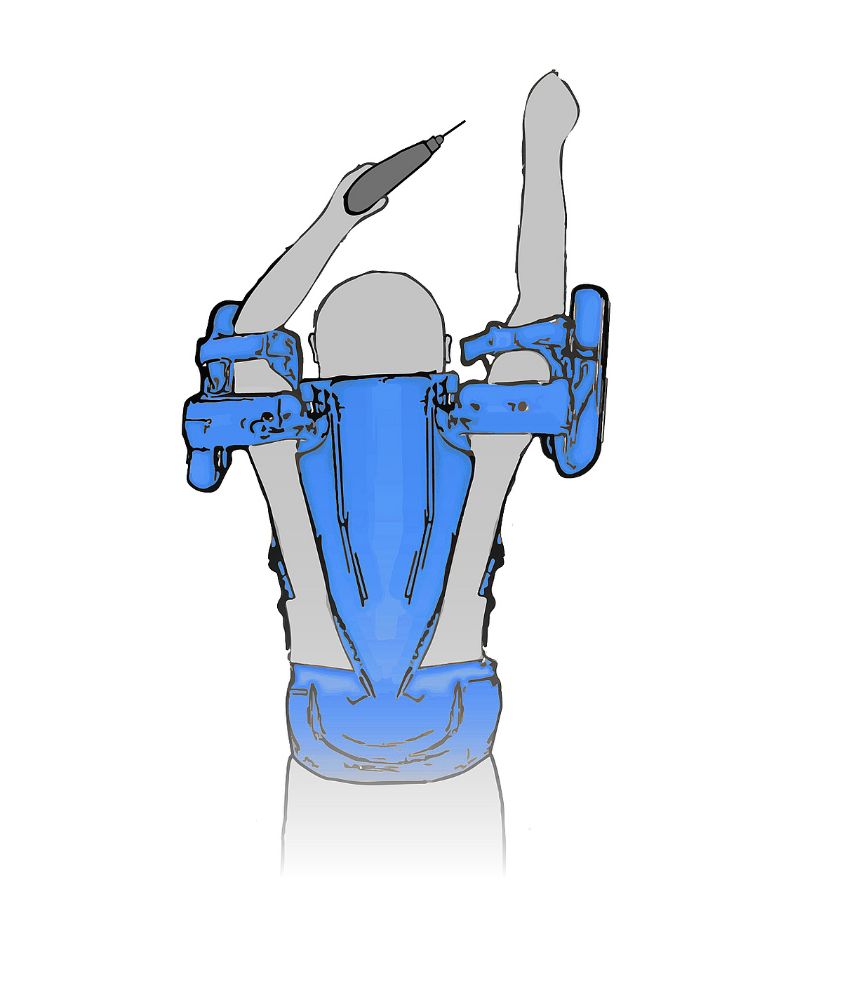 Illustration Exoskelett für das Arbeiten über Kopf. 