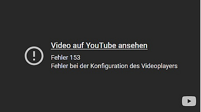 Fehlermeldung 153 für eingebettete Videos.