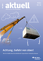 Titelbild der Zeitschrift BG BAU aktuell 4-2024, Ausgabe Rohbau.