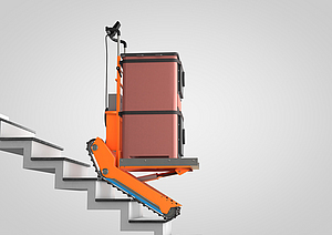 Darstellung eines elektrischen Treppensteigers auf einer Treppe